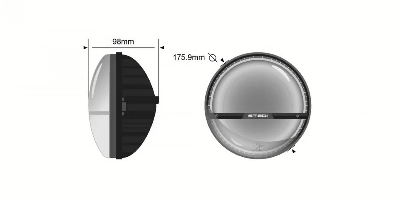 STEDI 7Inch Homage LED Headlight - Chrome (3000K)